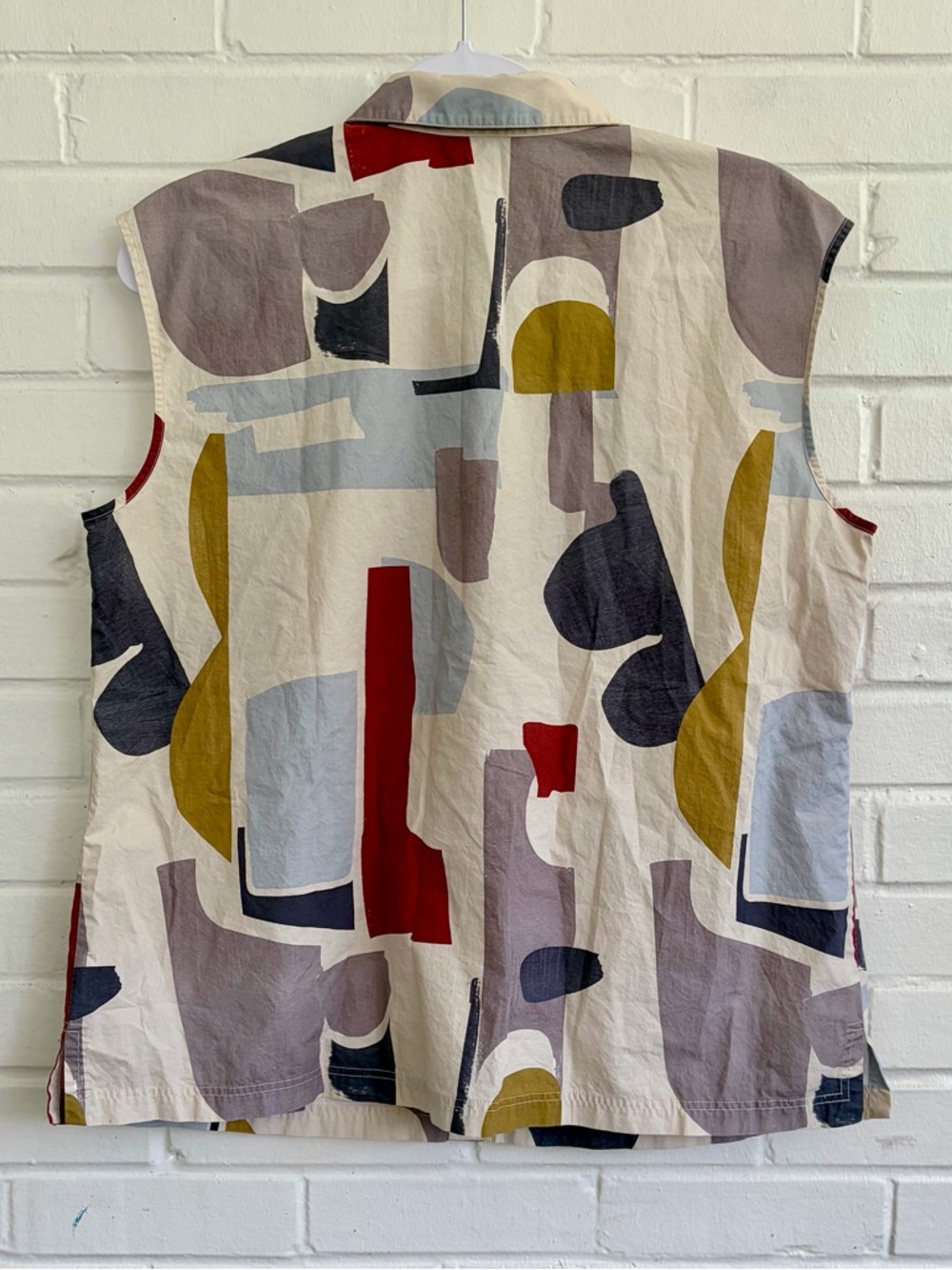 Lafayette 143 Abstract Geometric Print Sleeveless Button-Up Blouse, SZ 12 EUC - Picture 5 of 6